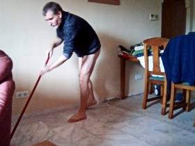 John is Whiping the Floor Naked on the Bottom