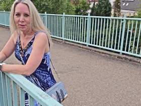 Leaking milf slut goes on a fuck hunt with sperm games