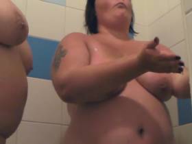 On vacation, Lesbian Showering 1