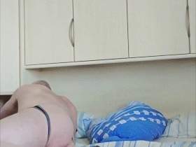 Hot fun in jockstrap on the bed