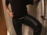pissing in leather pants