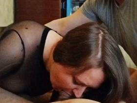 Blowing the cock together