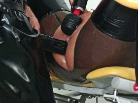 Strap-on Anal Fuck with gas mask