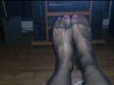 Cold Black tights nylon feet ** **