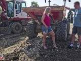 Horny cunt surprises strange construction worker after work