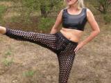 Outdoor gym in sexy perforated leggings