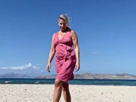 Pissed in the sand on the beach