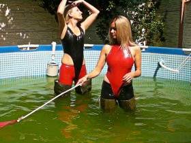 With Christina in slinkystylez rubber outfit and waders