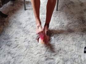 Footjob with a dildo