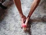 Footjob with a dildo