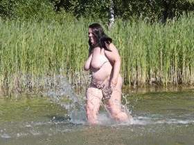 Water games at the nudist lake