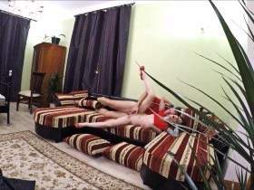 Part 3. Sexy horny girl ao fucked on the sofa. Rimming and swallowing.