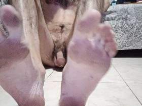 Dirty feet, hairy ass and flabby cock