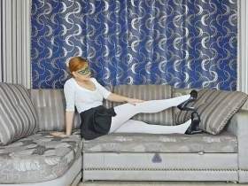 Yana in white nylon tights