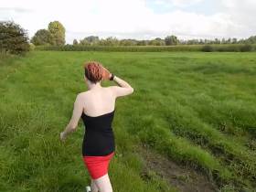 In the meadow naked jogging