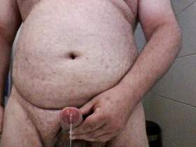 Fat hairy pig squirts ...