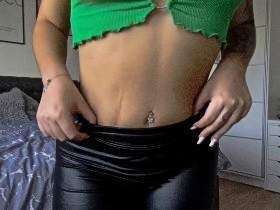 Kinky leather leggings strip ends hot!!