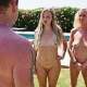The Sunburn Piss. Three girls piss in a guy's mouth!
