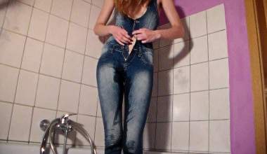 Geile Latzhose durchgepisst