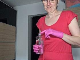 Handjob with Pink Gloves