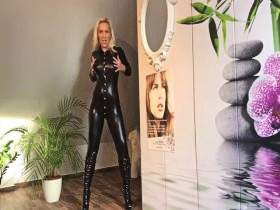Lick my wet hot holes in my hot new latex catsuit & squirt for me
