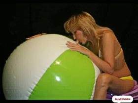 Naked riding on the Beach Ball