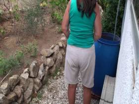 Shit next to the trailer.