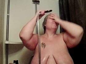 Jen is playing with her own Tits in the Shower