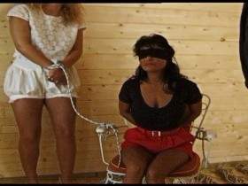 Pointed breasts bound and tied up