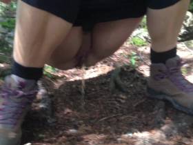 Black pisses while hiking