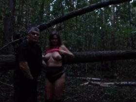 Oral sex in the forest at night