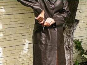 Leather coat and leather skirt, cutting, tearing, burning