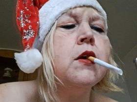 Mrs Santa smoking