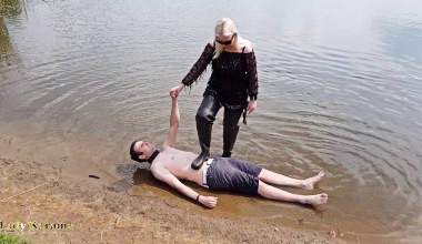 Trampling mit Waders Gummistiefeln