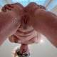 Hot anal milf fucks a wall-mounted suction cup dildo