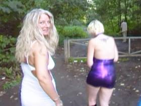 Two mistresses use slaves Outdoor and Public!