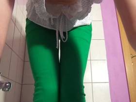 Green pants set under water