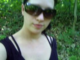 NS in the woods looking for mushrooms