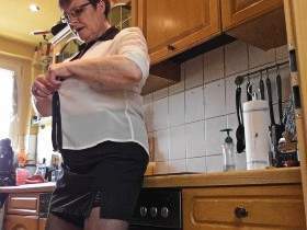 Cucumber quickie in the kitchen...