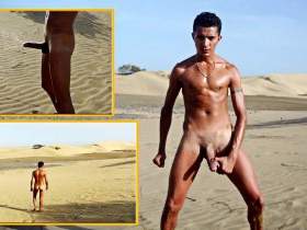 Latino Boy in the dunes naked pissing.