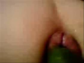 My wife fucks me with a thick cucumber