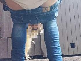 User-requested video: Outdoor shitting in jeans and underwear