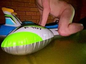 Fucking blue Intex plane on waterbed