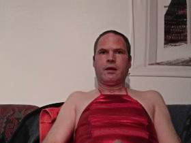 Jerk off and cum in a red outfit
