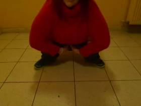 Peeing in front of the elevator