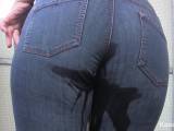 Naughty pissing in jeans