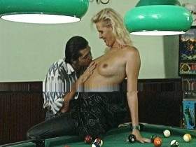 The blonde ass-fucked while playing pool