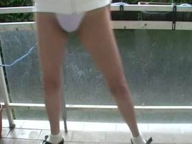 into the white panties on the balcony gepusch