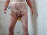 Wanking in rubber pants 2 ** incontinence **