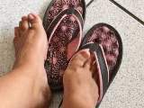 Foot fetish, old flip flops